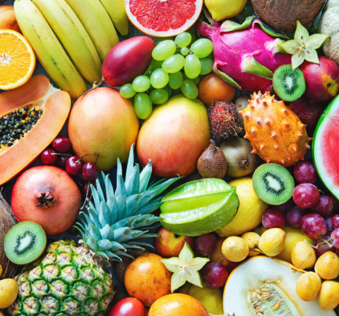 Seasonal fruits & vegetables like Banana, Mangos, Papaya, Berries, oranges, Red Apple, Watermelon, Guava, Tamato, Carrot etc